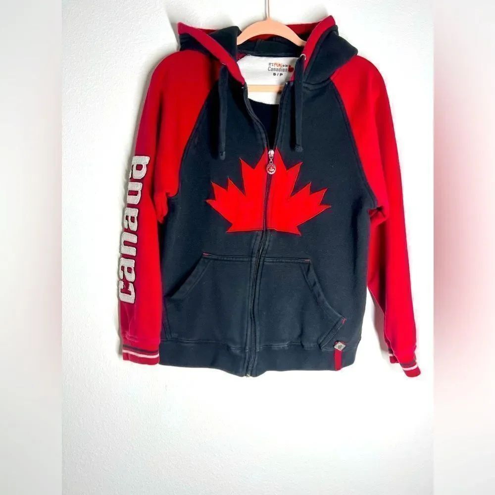 It's Fun To Be Canadian Full Zip Drawstring Hoodie Sweatshirt Adult Size S